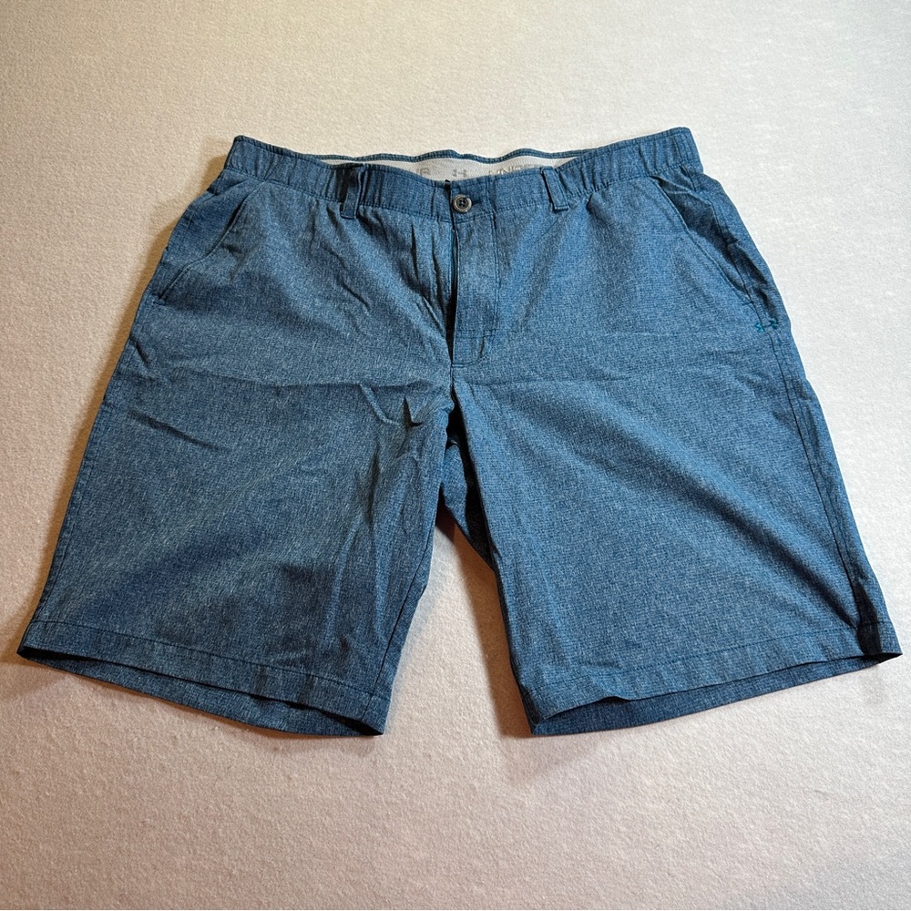 Under Armour Mens 38 Blue Golf Chino Shorts Flat Front‎ Performance Casual Wear